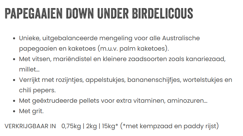 Deli Nature Birdelicious Papegaaien Down Under