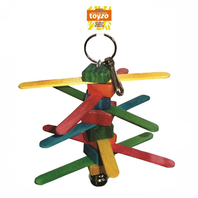 Houten vogelspeeltje met bel
