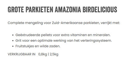 Deli Nature Birdelicious Grote Parkieten Amazonia
