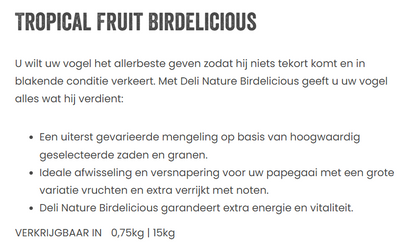 Deli Nature Birdelicious Tropical Fruit
