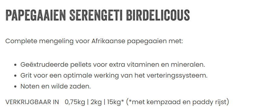 Deli Nature Birdelicious Papegaaien Serengeti