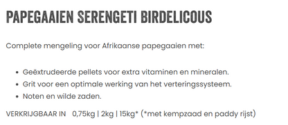 Deli Nature Birdelicious Papegaaien Serengeti
